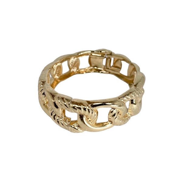 Gold Linked Bangle Hinge Bracelet - Picture 3 of 4